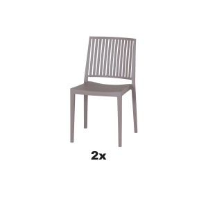 Siena Garden Stapelstuhl-Set Lane, 2-teilig, taupe. Gartenstuhl aus Polypropylen, stapelbar.
