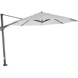 Grauer Siena Garden Ampelschirm, Ø 350 cm, mit Dreh- und Neigungsfunktion.