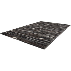 Grau-brauner Teppich Wonder aus Leder, 160x230 cm, handgefertigt.