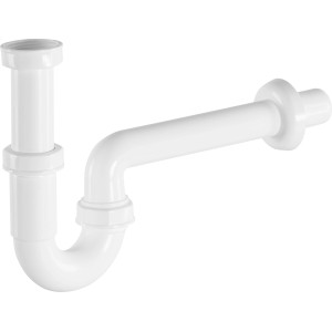 Weißer Röhrengeruchsverschluss mit Verstellrohr (38,9 mm) für Waschbecken.