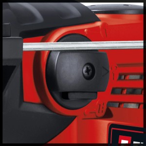 Detailaufnahme: Einhell TC-RH 1600 Bohrhammer, rotes Gehäuse, schwarzer Schalter.