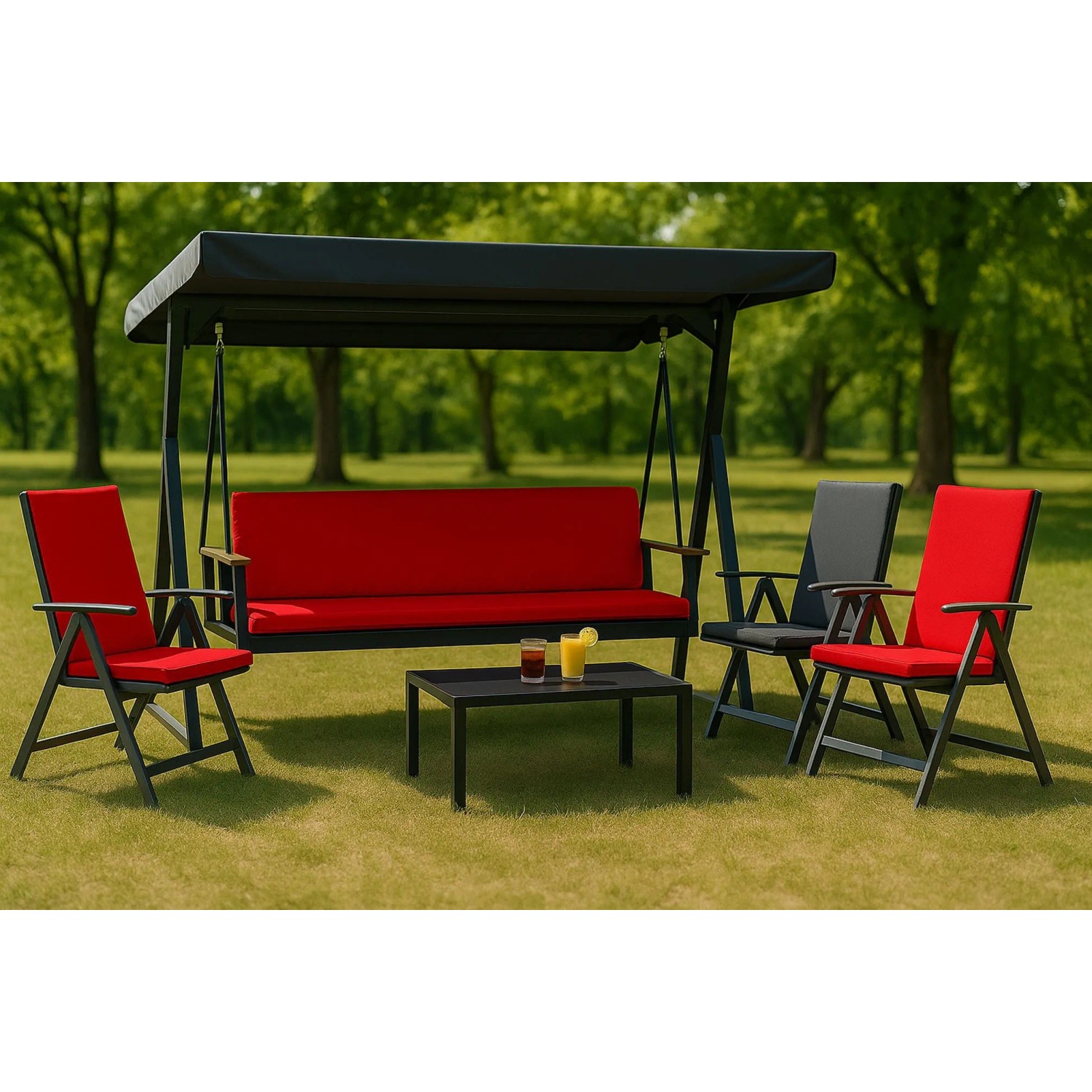 Rotes Setgarden Kissen für Hollywoodschaukel, 2-Sitzer, 110x60x7 cm, Outdoor Sitzkissen