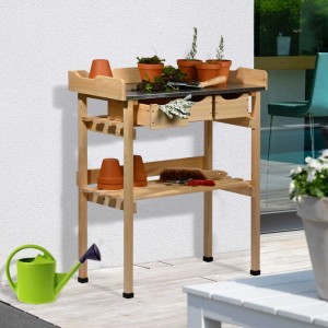 Dobar Pflanztisch mit 3 Schubladen 78 x 38 x 88 cm Natur FSC®