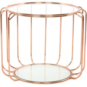 Kayoom Beistelltisch Shirley Rosé mit Glasablagen, Metallgestell, Ø 40x50 cm.