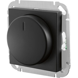 Schwarzer, matter LED Dimmer R,L Finnja für Schalter und Taster zur stufenlosen Helligkeitsregulierung.