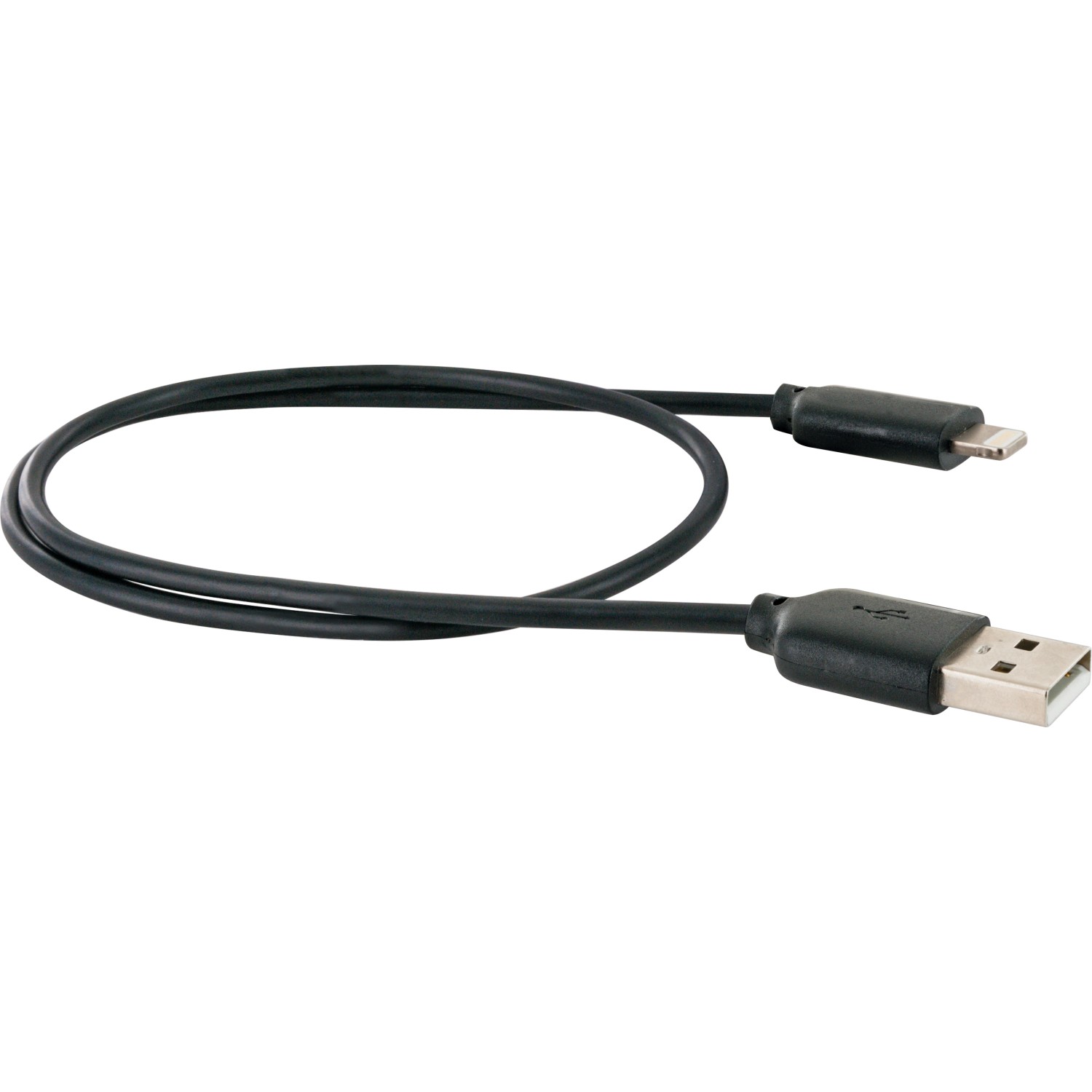 Schwaiger Lightning auf USB 2.0 Kabel, schwarz, zum Laden und Synchronisieren von Apple Geräten.