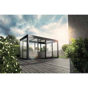 SunElements Gartenhaus SunGarden Energy 4.2, anthrazit-metallic, 10,3 m² mit Photovoltaikmodulen.