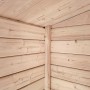 Detailaufnahme der Innenwand eines Weka Gartenhauses Killarney aus hellem Holz.