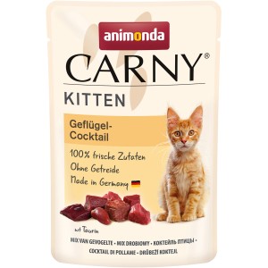 Carny Kitten Geflügel-Cocktail Nassfutter für junge Katzen, 85g Packung.