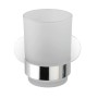 Wenko Zahnputzbecherhalter Uno Orea Shine: Wandhalterung aus Edelstahl mit satiniertem Glasbecher.