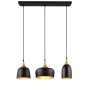 Trio Pendelleuchte Chiraz, 3-flammig, schwarz matt mit goldenen Akzenten.