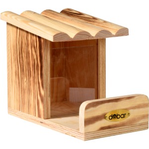 Geflammte Eichhörnchen-Futterstation aus Kiefernholz mit Futtersilo von Dobar, 24x15x17 cm.