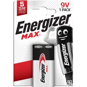 Energizer Max 9V E-Block Batterie, 1 Stück. Alkaline Batterie für anspruchsvolle Geräte.