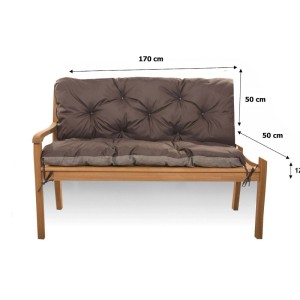 Braunes Setgarden Bankkissen Double, 170x50x50 cm, für 3-Sitzer Gartenbänke.