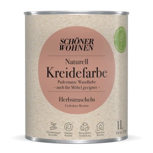 Schöner Wohnen Kreidefarbe Naturell Herbstrascheln, 1 Liter Dose. Pudermatte Wandfarbe in gedecktem Rostrot.