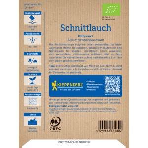 Kiepenkerl BIO Schnittlauch Saatgut Packung, ideal für Kräutergarten und Küche.