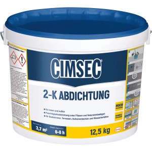 Cimsec 2K-Abdichtung, 12,5 kg Eimer, geeignet für Bad, Terrasse und Schwimmbecken.