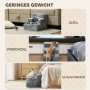 PawHut Haustiertreppe Holz, grau, 3 Plüschstufen. Für Sofa, Bett, Fensterbank. Katze & Hund.