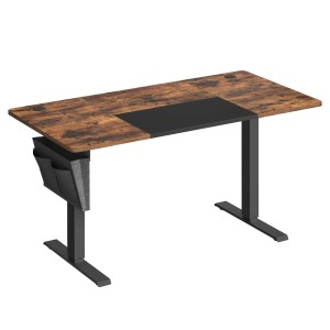 Songmics Schreibtisch Balok Höhenverstellbar 140 cm Braun-Schwarz