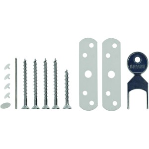 Fenstersicherung Stuco-Safe Weiß, 1-flügelig mit Pilzkopf und Zubehör.