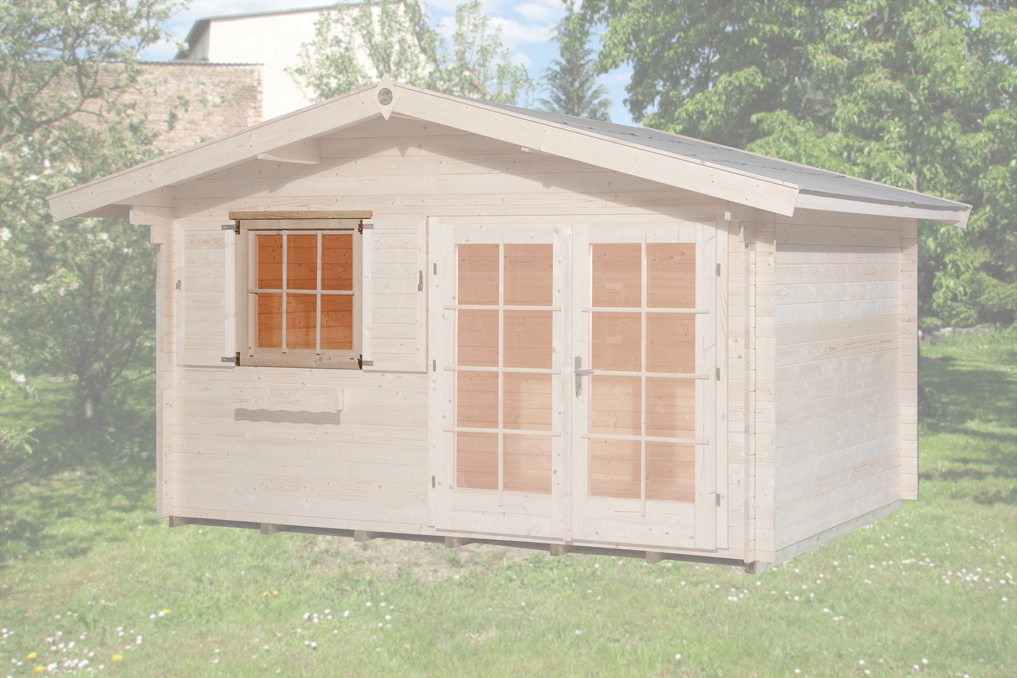 Einzelfenster 91 cm x 91 cm für Weka Gartenhäuser mit Wandstärke 45 mm