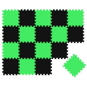 Schwarz-hellgrüne LittleTom Puzzlematte, 18 Stück, 30x30 cm, als Spielmatte für Baby & Kinder, Bodenschutz.