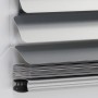 Detailaufnahme der silbernen Aluminium Jalousie Burgos (50x160 cm) mit Lamellen.