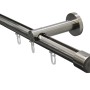 Gardinenstangen-Set Isa, 1-läufig, Edelstahl-Optik, mit Innenlauf und Zubehör.