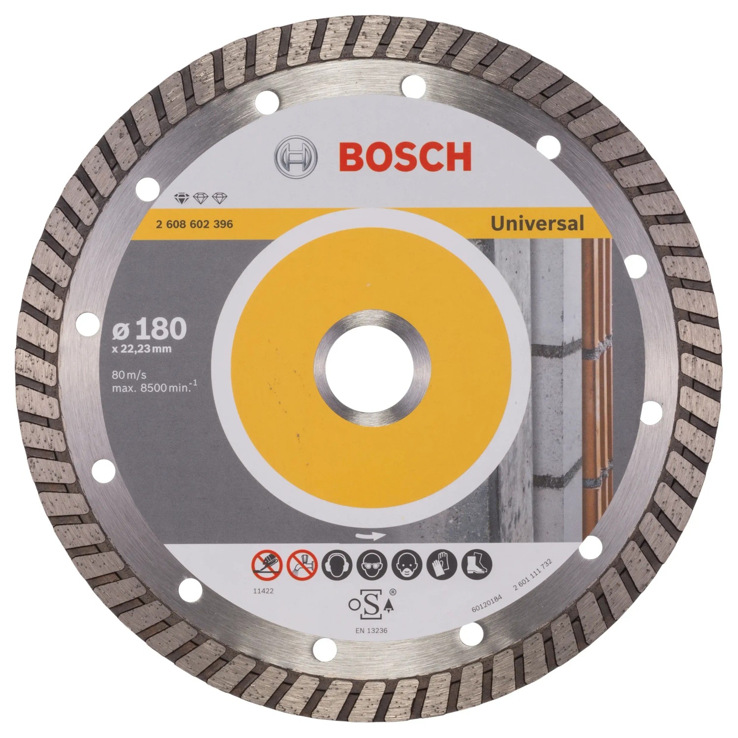Bosch Diamanttrennscheibe Universal Turbo, Ø 180 mm, für Winkelschleifer Zubehör.