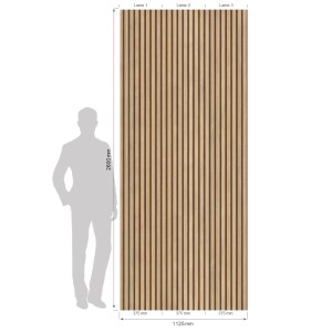 Grosfillex Wandpaneel Element 3D Linio Bamboo, Dekor-Paneel mit Holz- und Filzoptik, 260x37,5 cm.