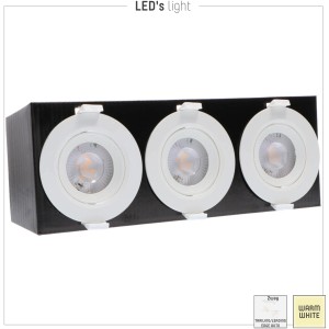 Dimmbare LED-Einbaustrahler, 3er-Set, 5W, warmweiß (2700K), Ø 6,8cm, weiß.