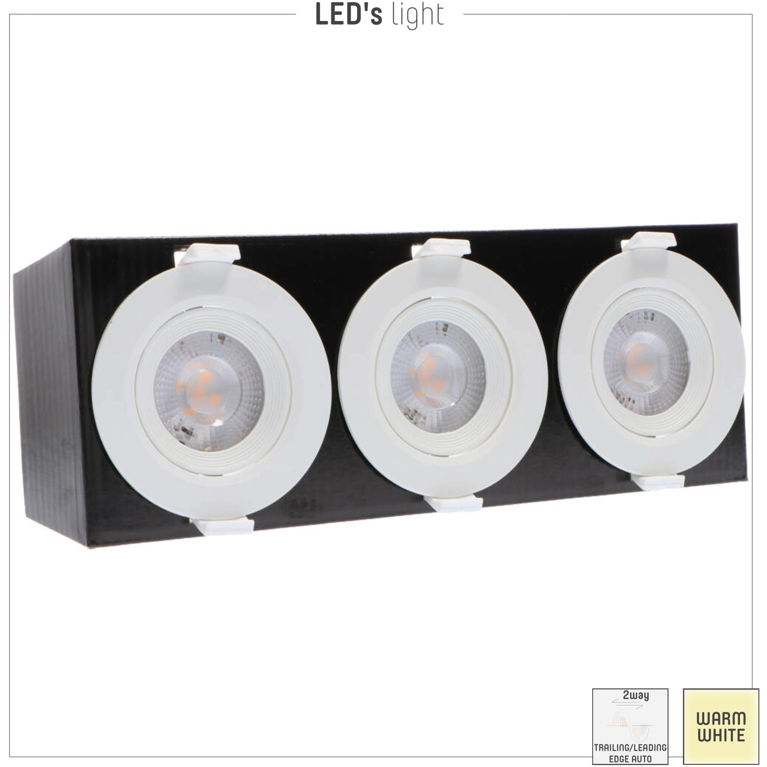 Dimmbare LED-Einbaustrahler, 3er-Set, 5W, warmweiß (2700K), Ø 6,8cm, weiß.