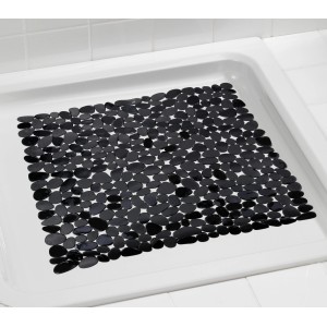Schwarze Wenko Duscheinlage Paradise 54x54 cm mit Steinmuster für mehr Sicherheit im Bad.