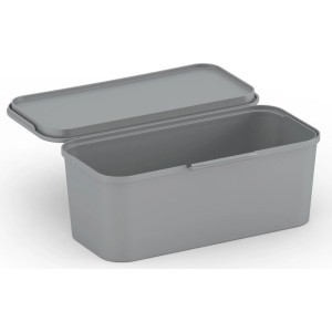 Graue Aufbewahrungsbox Divider Low mit Deckel, ideal zur Aufbewahrung und Ordnung.
