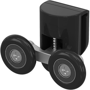 Schwarze Türlaufrolle doppelt für Duschkabine Factory, Zubehör für Duschen.