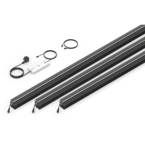 LyghtUp LED-Zaunbeleuchtung Set, 3 anthrazitfarbene Leisten mit Netzteil für stimmungsvolle Aussenbeleuchtung.