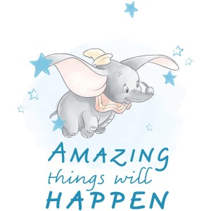 Wandbild: Dumbo, der fliegende Elefant mit Sternen, 30x40 cm. Kinderzimmer Deko.