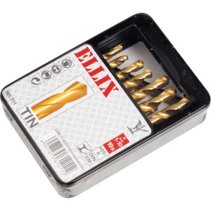 19-teilige TIN-Metallbohrer-Kassette von ELLIX, geeignet zum Bohren in Metall.