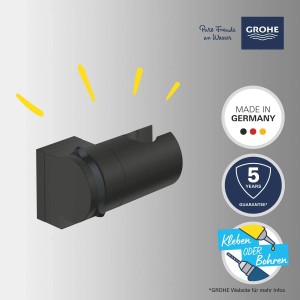 Grohe Vitalio Universal Wandhalterung in Schwarz, verstellbar, zur Montage durch Kleben oder Bohren.