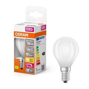 Osram E14 LED-Lampe in Tropfenform, 6,5W, 806lm, warmweiß, dimmbar.