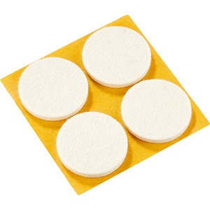 4 selbstklebende Parkettgleiter Ø 35mm aus Wollfilz zum Schutz empfindlicher Böden.