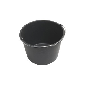 Schwarzer Baueimer 12 l mit verzinktem Tragebügel.