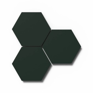 3er Set Designpaneel Hexagon Lino Conifer Clear in Schwarz aus MDF, 25x25 cm.