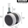 Wagner Drehstuhlrolle, Soft, Ø 6 cm, schwarz-grau, mit Stift. Rolle für Bürostuhl.