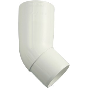 Weißer Marley Rohrbogen 45 Grad DN 53 für Kunststoff-Dachrinnen.