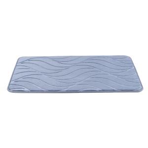 Blauer Wenko Badteppich Memory Foam Tropic (50x80 cm) mit Wellenmuster.