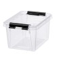 Transparente SmartStore Aufbewahrungsbox Classic 1,5 l mit Deckel und schwarzen Clips.
