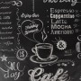 Superfresco Easy Vliestapete Coffee Shop mit Kaffeehaus-Motiv in Kreideoptik auf schwarzem Grund.
