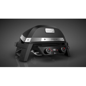 Weber Elektrogrill Pulse 2000, kompakter Grill mit digitalem Thermometer und Temperaturregler.