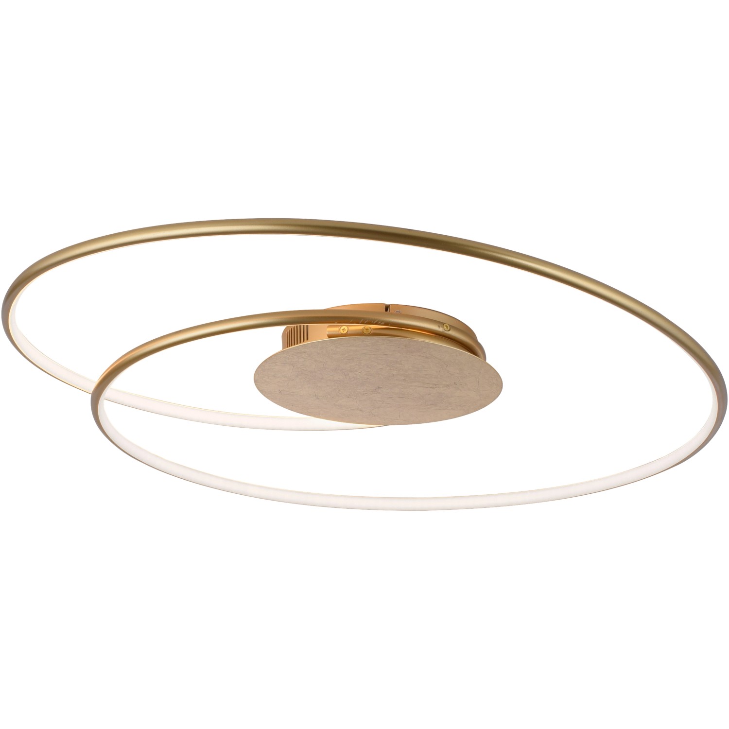 Moderne, goldene LED-Deckenleuchte Nastro von Paul Neuhaus, 70x65 cm, mit geschwungenem Design.